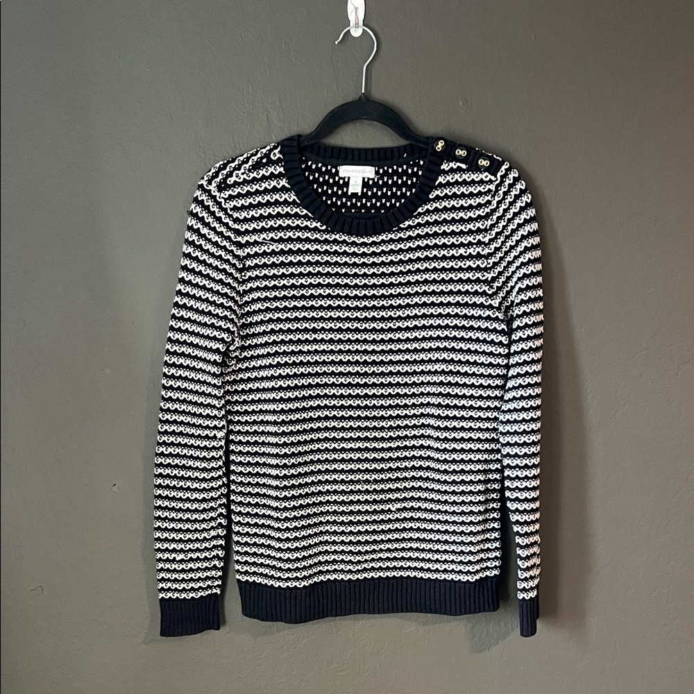 Charter Club Monochrome Striped Sweater